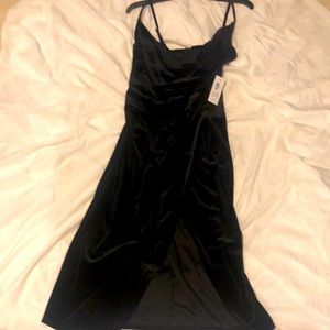 Women Premier Amour Black Velvet High Side split Maxi Evening Dress Size 10